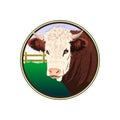 Hereford cattle farm logo design idea on white background
