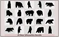 vector bear silhouette,various bear silhouettes,bear illustration bundle vector set