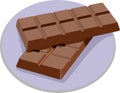 Chocolate Bar White Dish Food Vector