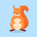 Cute squirrel sitting on a big ball. Vector illustration