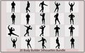 bodybuilders vector silhouettes. Posing men and women,vector image with bodybuilder, silhouette