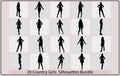 silhouette of a girl,vector black silhouettes of beautiful women,Women, group of silhouettes, Royalty Free Stock Photo