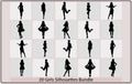Printsilhouette of a girl,vector black silhouettes of beautiful women,Women, group of silhouettes, Royalty Free Stock Photo