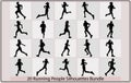 Running men and women silhouettes,Set of silhouettes of running men and women. Vector, run,Group of running people, men and women Royalty Free Stock Photo