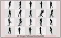 men and women Singer silhouettes in different poses,Singer collection,singing in silhouette,Male singer vector illustration Royalty Free Stock Photo