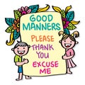 Good manner, educational posters for classroom. Royalty Free Stock Photo