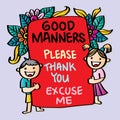 Good manner, educational posters for classroom. Royalty Free Stock Photo