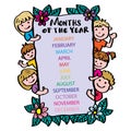 Months of the year. Educational posters for classroom decoration.