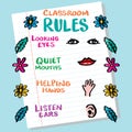 Classroom rules decoration poster kindergarten