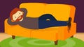 bearded man relaxing on a sofa in the living room