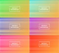 six sets of green, blue, purple, pink, red and orange horizontal gradient with frame Royalty Free Stock Photo