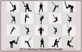 Silhouettes of men and women doing TRX exercises,Man workout using resistance band flat vector illustration Royalty Free Stock Photo