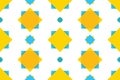 Geometric pattern featuring interlocking yellow and blue diamonds and squares on a white background Royalty Free Stock Photo