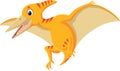 Cartoon cute Pterosaurus flying on white background
