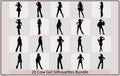 cowgirl riding a horse and throwing lasso,Woman with a cowboy hat.woman cowboy black and white vector silhouette design set