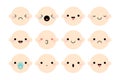 Set of baby faces emoji with different mood Royalty Free Stock Photo