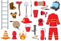 Set of firefighting elements cartoon