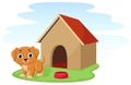 Cute dog cartoon in kennel