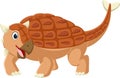 Cartoon Cute ankylosaurus isolated on white