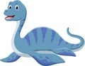 Cartoon cute plesiosaurus isolated on white background