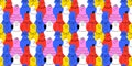 Diverse colorful people crowd seamless pattern