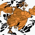 Abstract pattern with style flowers. Oriental style of drawing, endless.