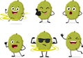 Cute durian cartoon, with different expressions Royalty Free Stock Photo