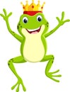 Cartoon happy frog king, isolated on white background Royalty Free Stock Photo