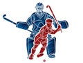 Field Hockey Sport Team Male Players Mix Action Cartoon