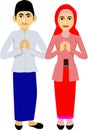 Indonesian Moslem Couple Costume Vector