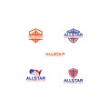 5 Allstar word combine logo design Royalty Free Stock Photo
