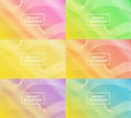 six sets of shiny gradient abstract background with frame and wavy line pattern. modern and colorful Royalty Free Stock Photo