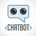 Chatbot - open ai solution for business - concept logo - conversation bubble with robotic face inside