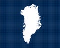 White map design isolated on blue neon grid with dark background of country Greenland - vector