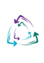 Recycle logo moving arrows. Editable Clip Art.
