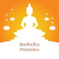 Happy Buddha Purnima Vesak Lord Buddha in Meditation under Tree at beautiful Moon Light coming from Back, Full Moon Night Royalty Free Stock Photo