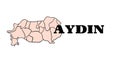 Explore Ayd?n Province\'s Regions with a Detailed Vector Map Royalty Free Stock Photo