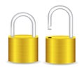 set of realistic golden and silver padlock metal isolated. eps vector.