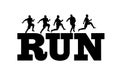 The silhouettes running in front of the \'Run\' text