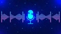 Podcast digital recording with voice recording microphone background design.