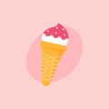 Ice cream in a cone vector icon. Delicious looking fast food