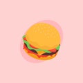 Hamburger vector icon. Delicious looking fast food