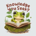 Cute Frog Standing on the Book looking Curious, Vector Illustration