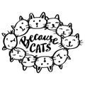 Because cats, hand lettering. Shirt design.