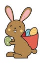 Cute and Funny Bunny Rabbit With Easter Egg. Bunny Easter Illustration. Royalty Free Stock Photo