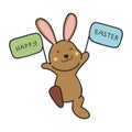 Cute and Funny Bunny Rabbit With Easter Egg. Bunny Easter Illustration. Royalty Free Stock Photo