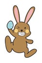 Cute and Funny Bunny Rabbit With Easter Egg. Bunny Easter Illustration. Royalty Free Stock Photo