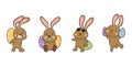Cute and Funny Bunny Rabbit With Easter Egg. Bunny Easter Illustration. Royalty Free Stock Photo