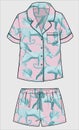 Girls and women wear Tee and Short Pajama Set