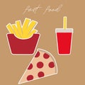 Fast food sticker.Vector illustration. Set icon. Logo cartoon.Menu restaurant. Royalty Free Stock Photo